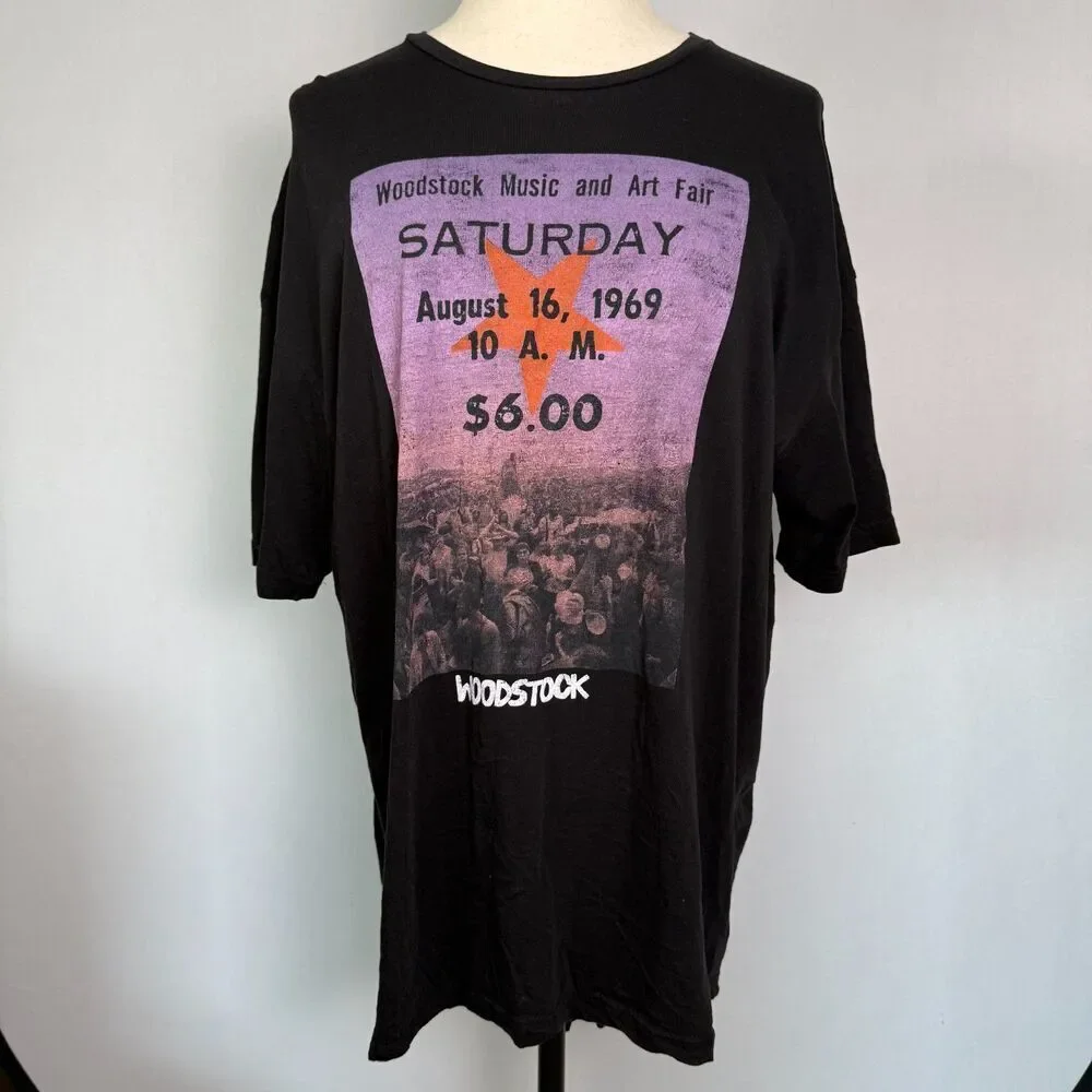Woodstock Music and Art Fair 1969 T-Shirt, Women's Sz 3XL, Black Short Sleeves - Picture 2 of 9